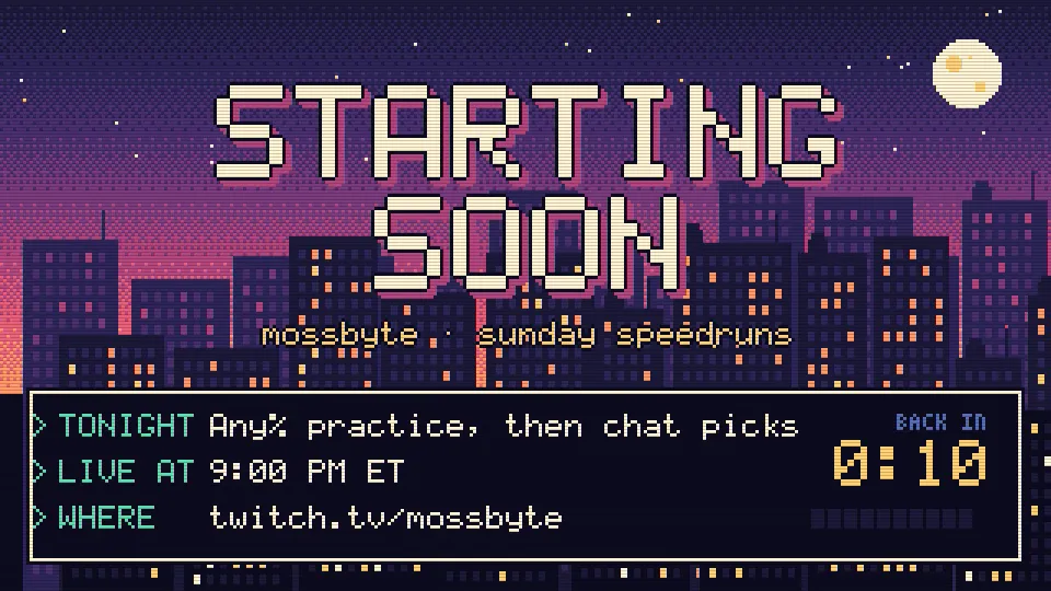 Pixel Art Stream Starting Soon Screen